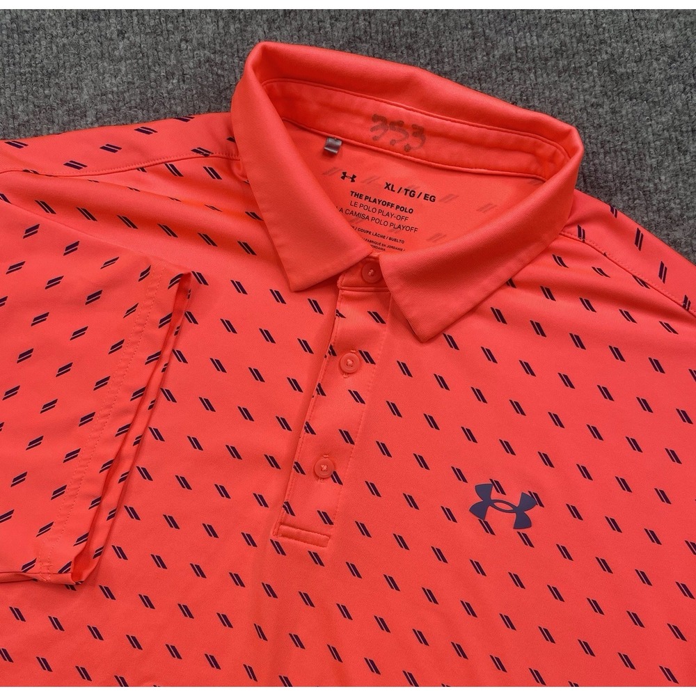 Under Armour Polo Shirt Mens XL Tech Performance Playoff 2.0 Hut Punch Golf